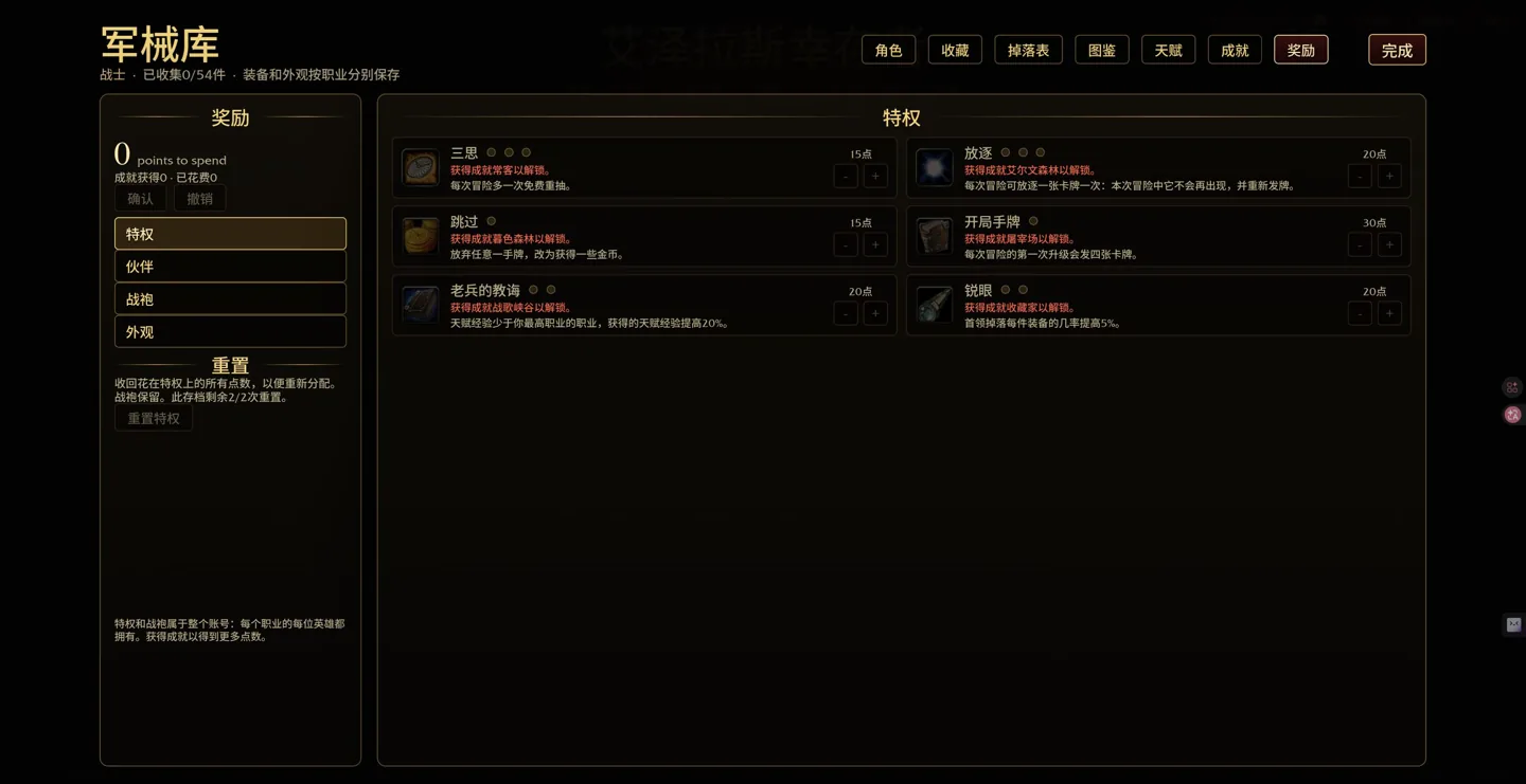 Original reward perks with initial prices and requirements